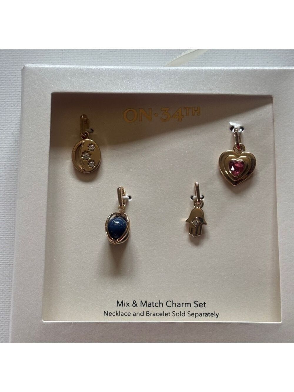 On 34th Gold Tone Celestial Charm Necklace Jewelry Set